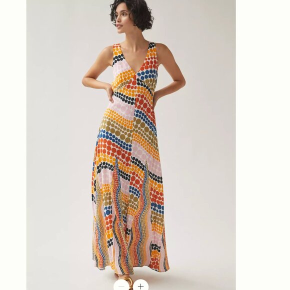 Anthropologie The Odells Dot-Printed Maxi Dress PL - Picture 1 of 6